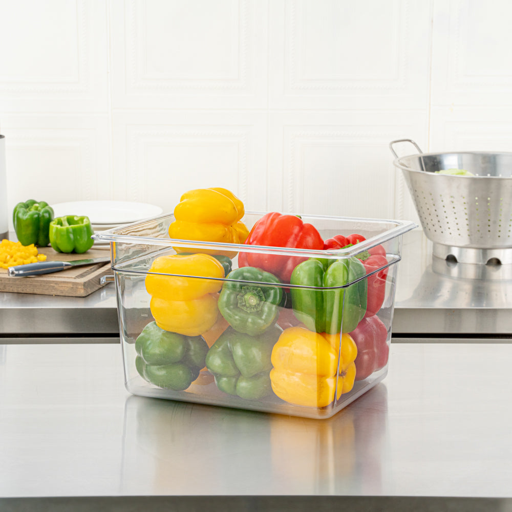 Met Lux Rectangle Clear Plastic 1/2 Size Cold Food Storage Container - 8" Depth - 10 count box