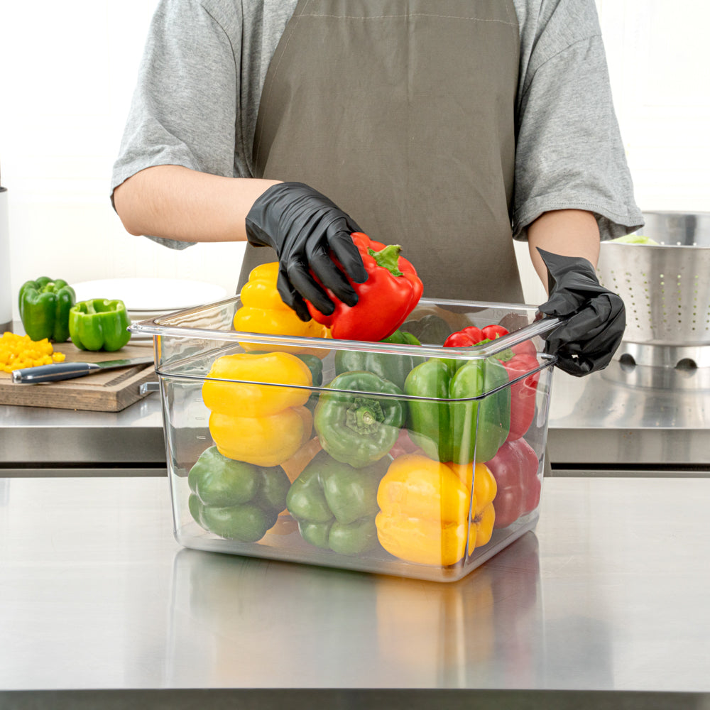 Met Lux Rectangle Clear Plastic 1/2 Size Cold Food Storage Container - 8" Depth - 10 count box