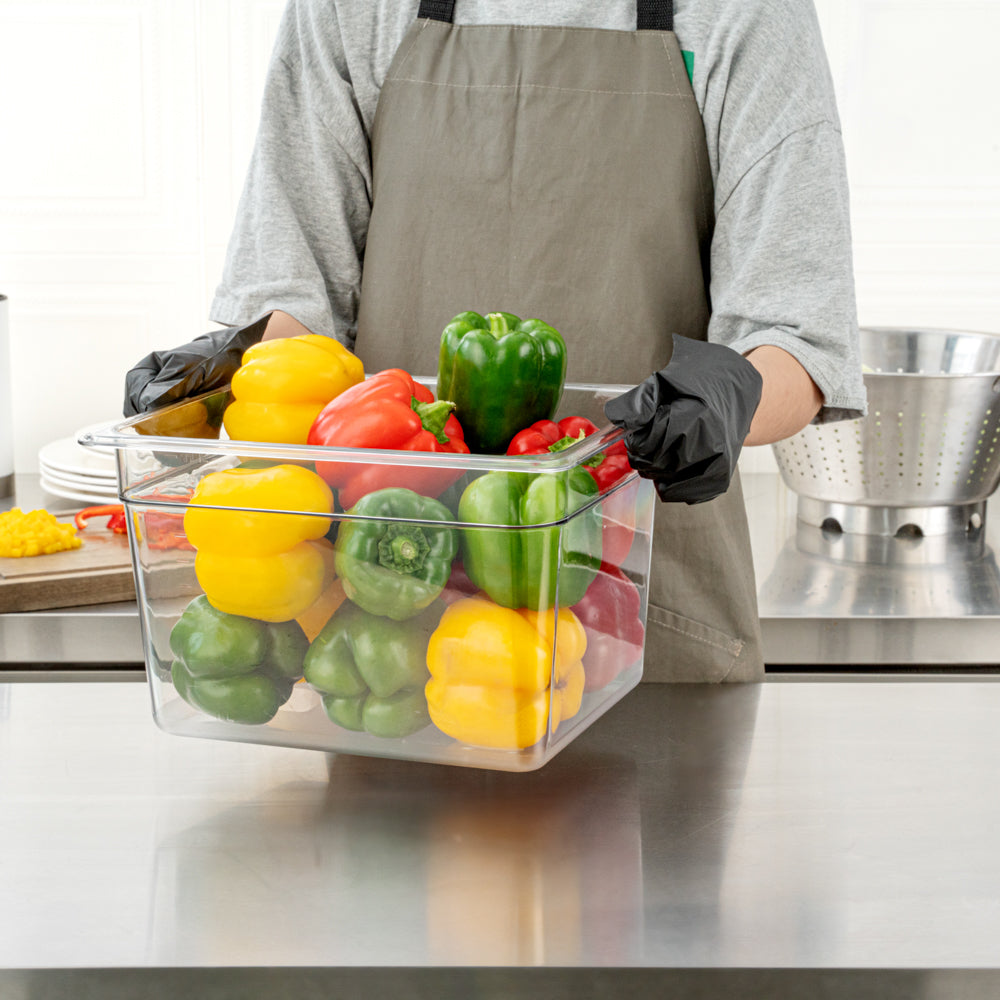 Met Lux Rectangle Clear Plastic 1/2 Size Cold Food Storage Container - 8" Depth - 10 count box