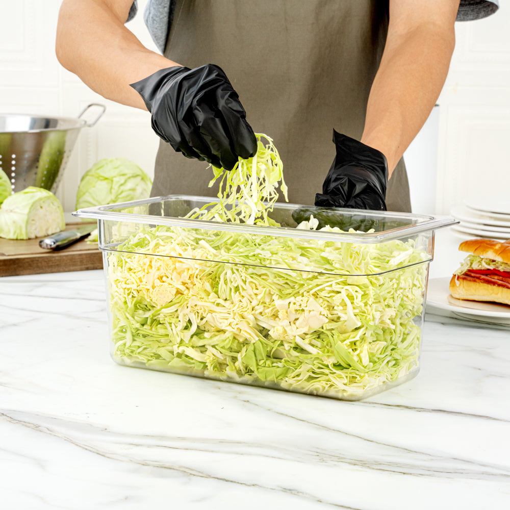 Met Lux Rectangle Clear Plastic 1/3 Size Cold Food Storage Container - 6" Depth - 1 count box