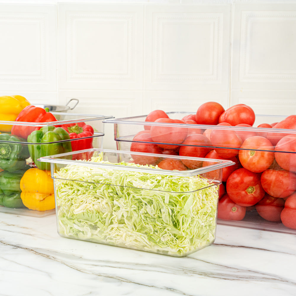 Met Lux Rectangle Clear Plastic 1/3 Size Cold Food Storage Container - 6" Depth - 1 count box