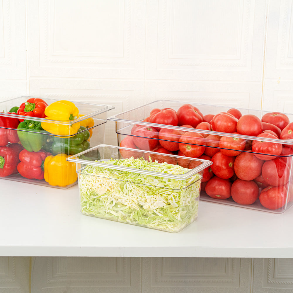 Met Lux Rectangle Clear Plastic 1/3 Size Cold Food Storage Container - 6" Depth - 1 count box