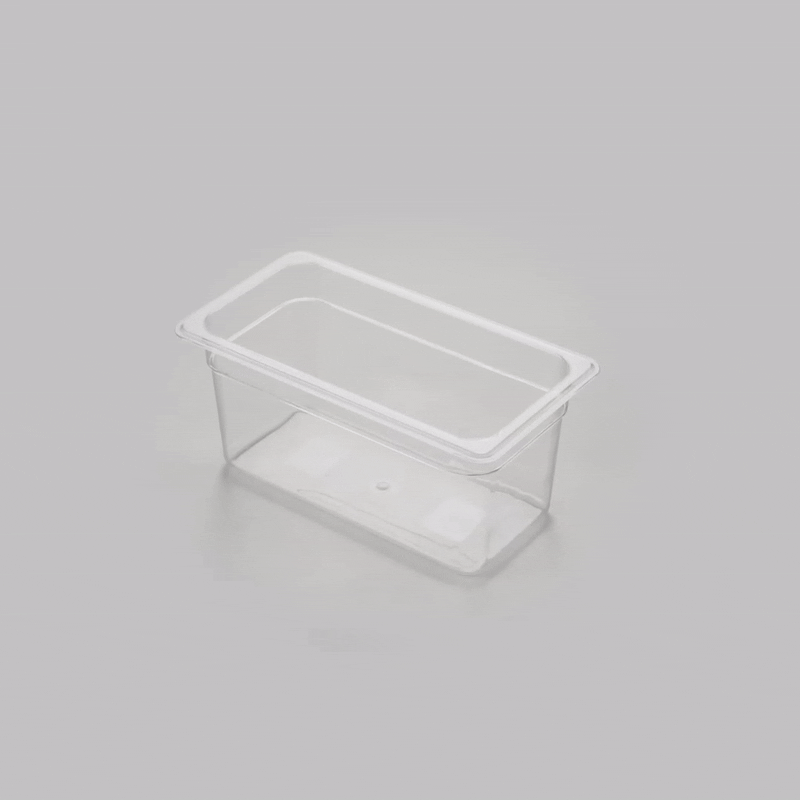 Met Lux Rectangle Clear Plastic 1/3 Size Cold Food Storage Container - 6" Depth - 10 count box