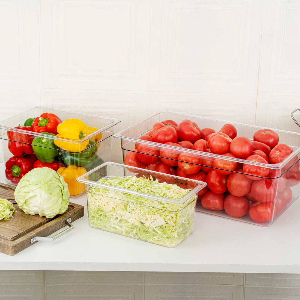 Met Lux Rectangle Clear Plastic 1/3 Size Cold Food Storage Container - 6" Depth - 10 count box