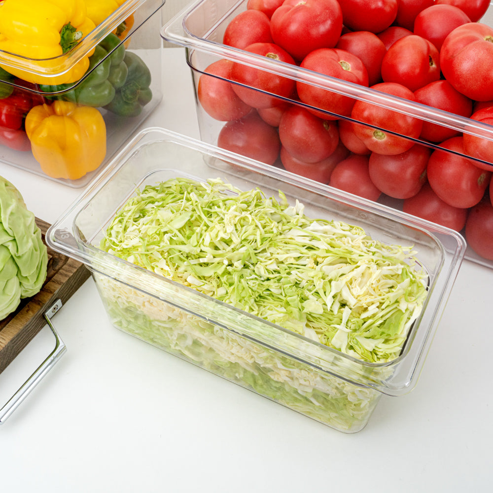Met Lux Rectangle Clear Plastic 1/3 Size Cold Food Storage Container - 6" Depth - 10 count box