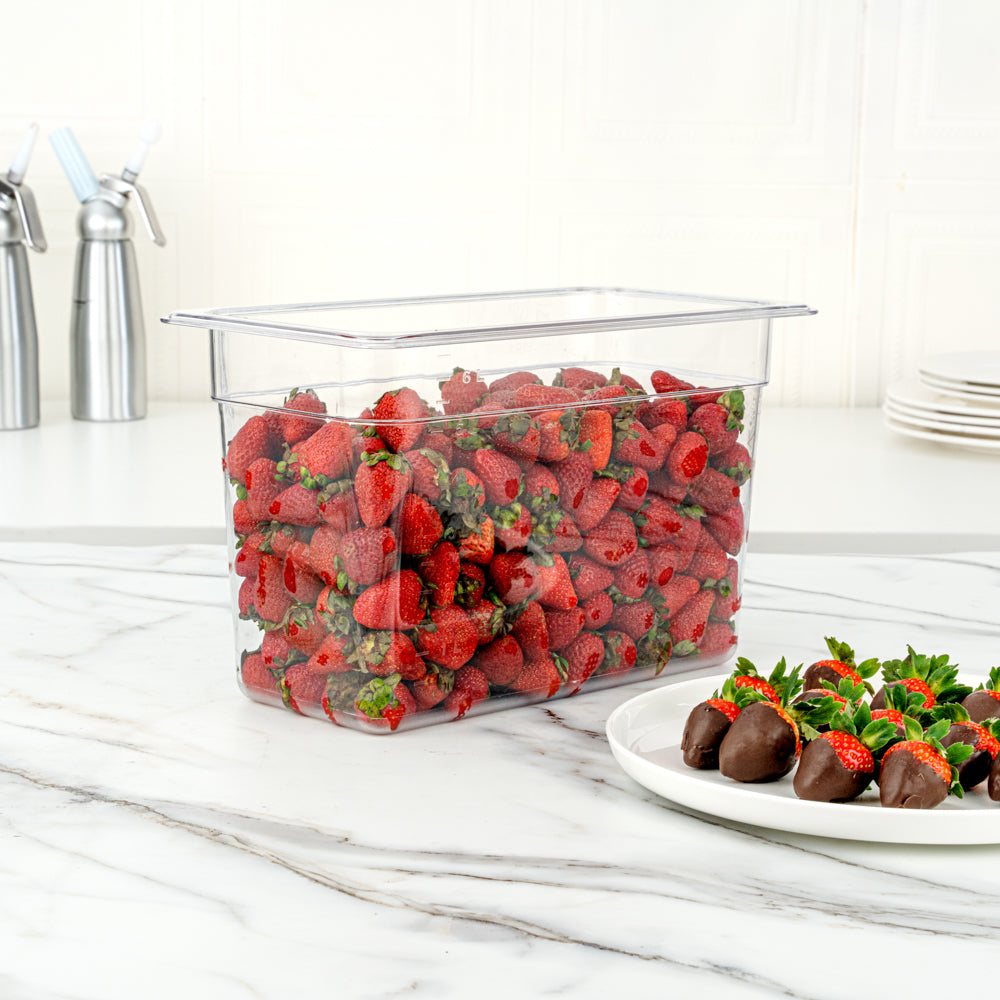 Met Lux Rectangle Clear Plastic 1/3 Size Cold Food Storage Container - 8" Depth - 10 count box