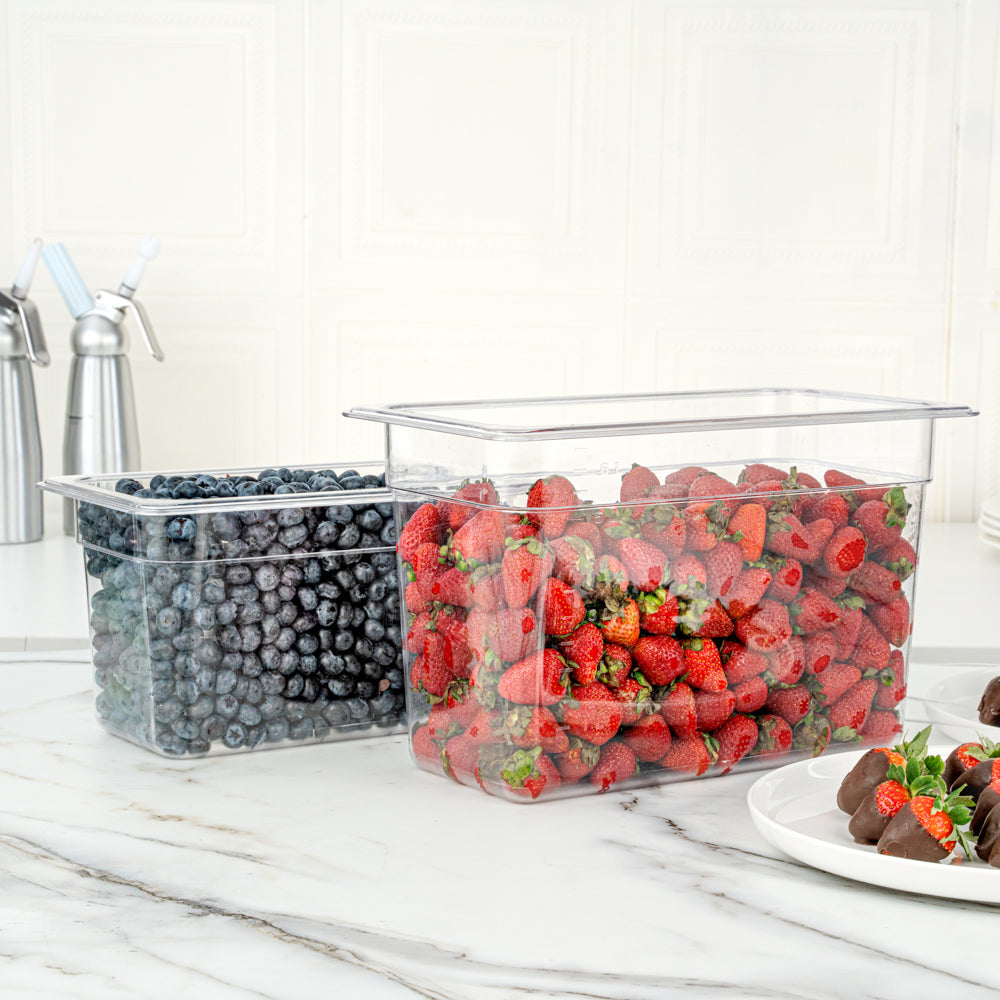 Met Lux Rectangle Clear Plastic 1/3 Size Cold Food Storage Container - 8" Depth - 10 count box
