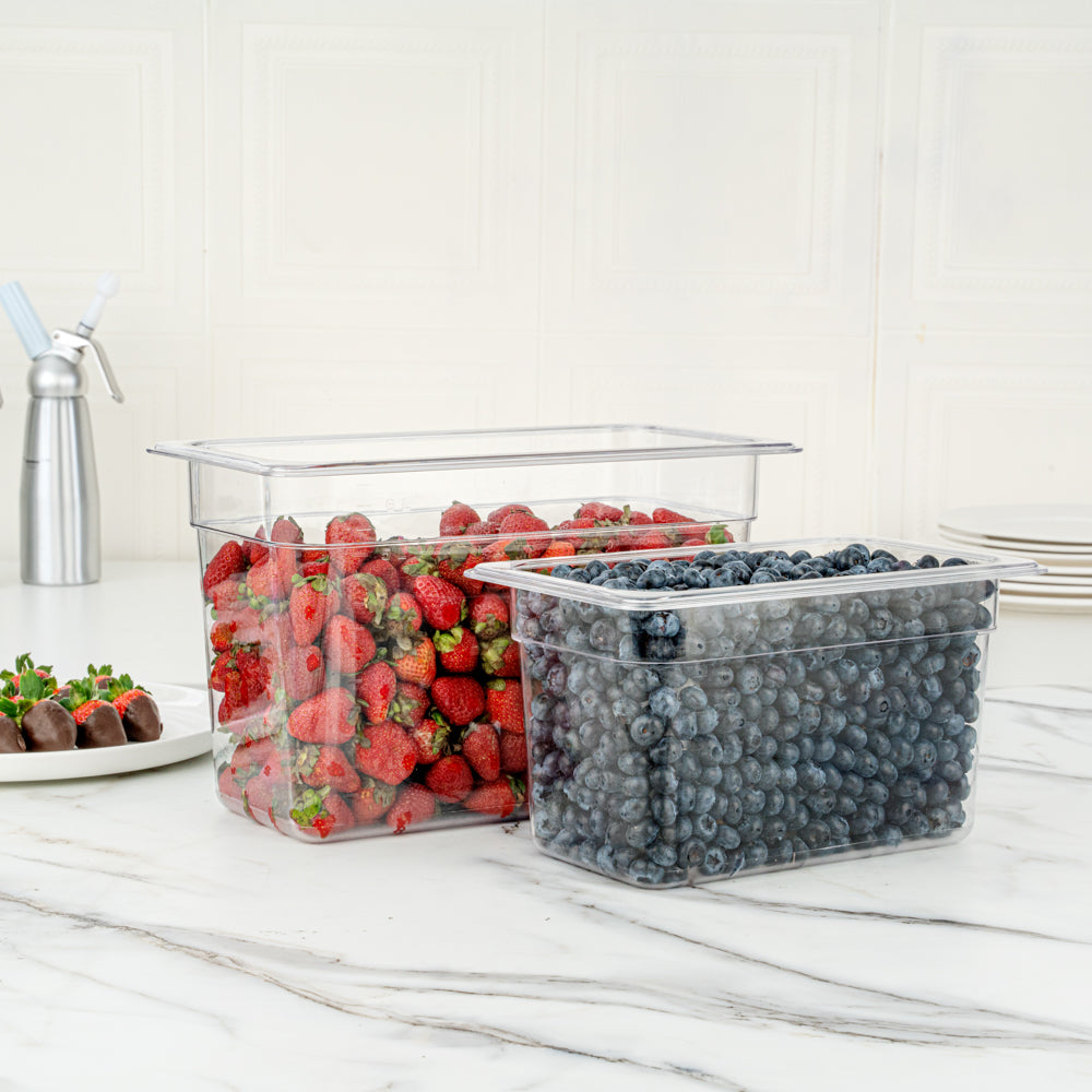 Met Lux Rectangle Clear Plastic 1/3 Size Cold Food Storage Container - 8" Depth - 10 count box