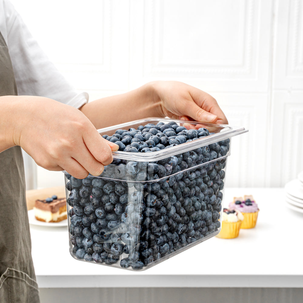 Met Lux Rectangle Clear Plastic 1/4 Size Cold Food Storage Container - 6" Depth - 10 count box