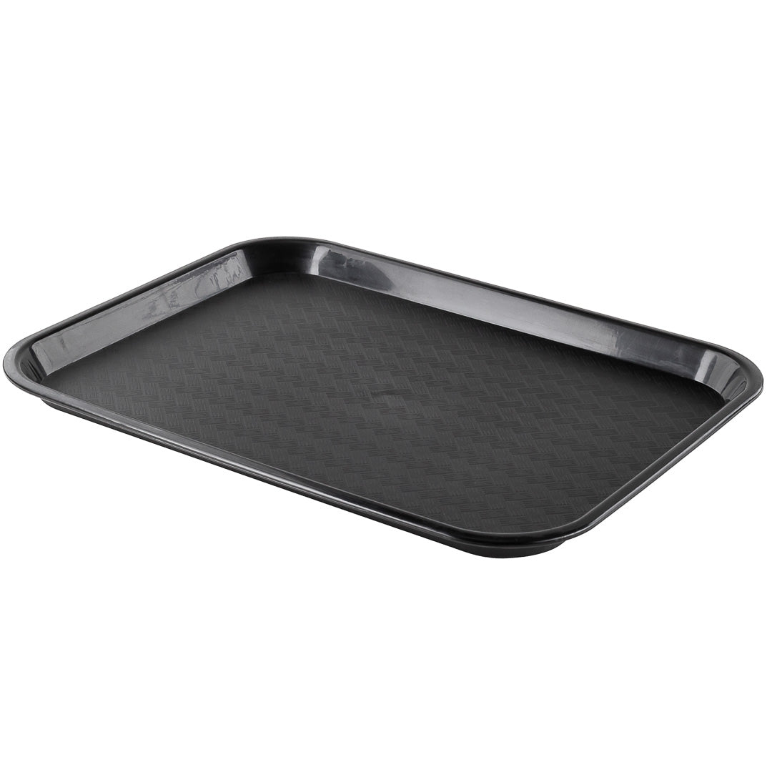 Chef 101 Rectangle Black Plastic Fast Food Tray - 10" x 14" - 50 count box
