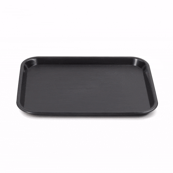 Chef 101 Rectangle Black Plastic Fast Food Tray - 10" x 14" - 10 count box