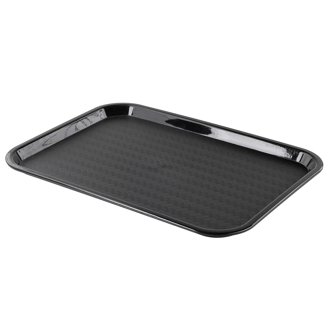 Chef 101 Rectangle Black Plastic Fast Food Tray - 12" x 16" - 50 count box