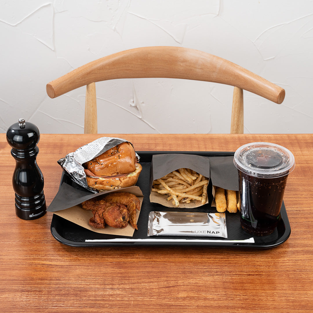 Chef 101 Rectangle Black Plastic Fast Food Tray - 12" x 16" - 10 count box