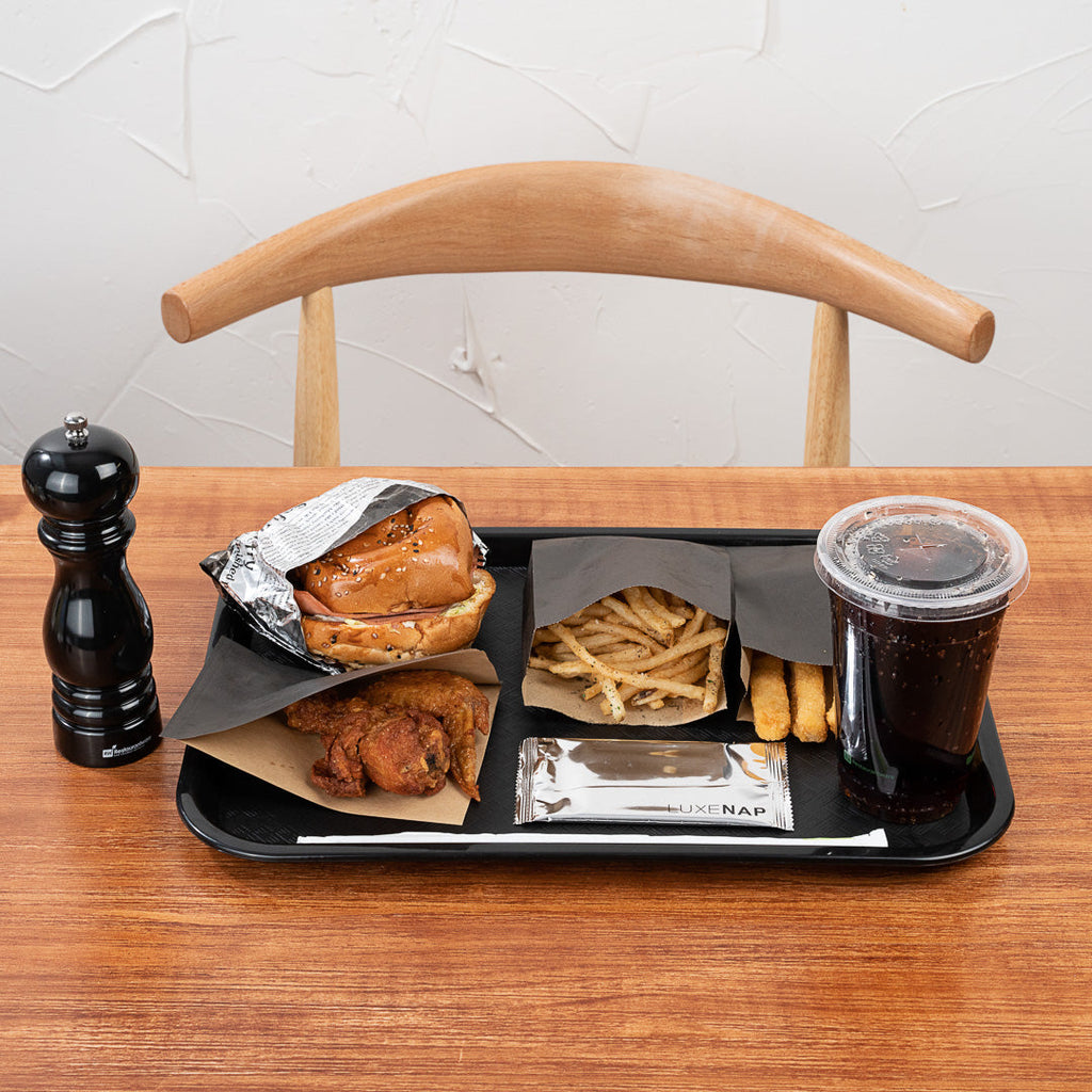 Chef 101 Rectangle Black Plastic Fast Food Tray - 12" x 16" - 50 count box