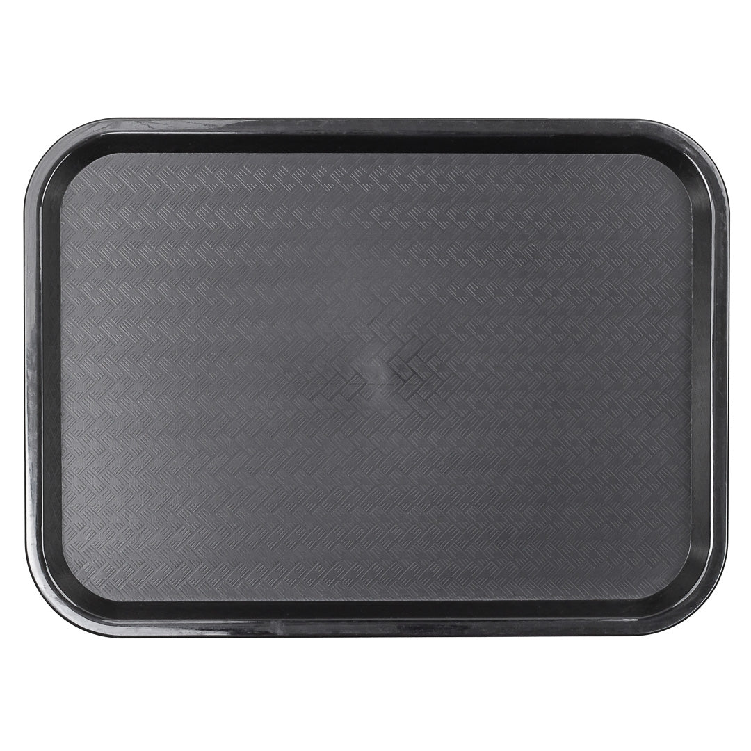 Chef 101 Rectangle Black Plastic Fast Food Tray - 12" x 16" - 50 count box