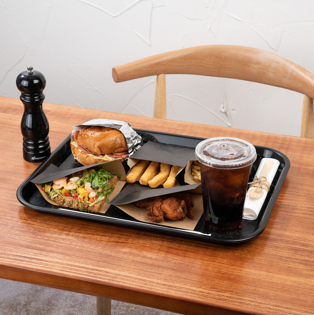Chef 101 Rectangle Black Plastic Fast Food Tray - 14" x 18" - 50 count box