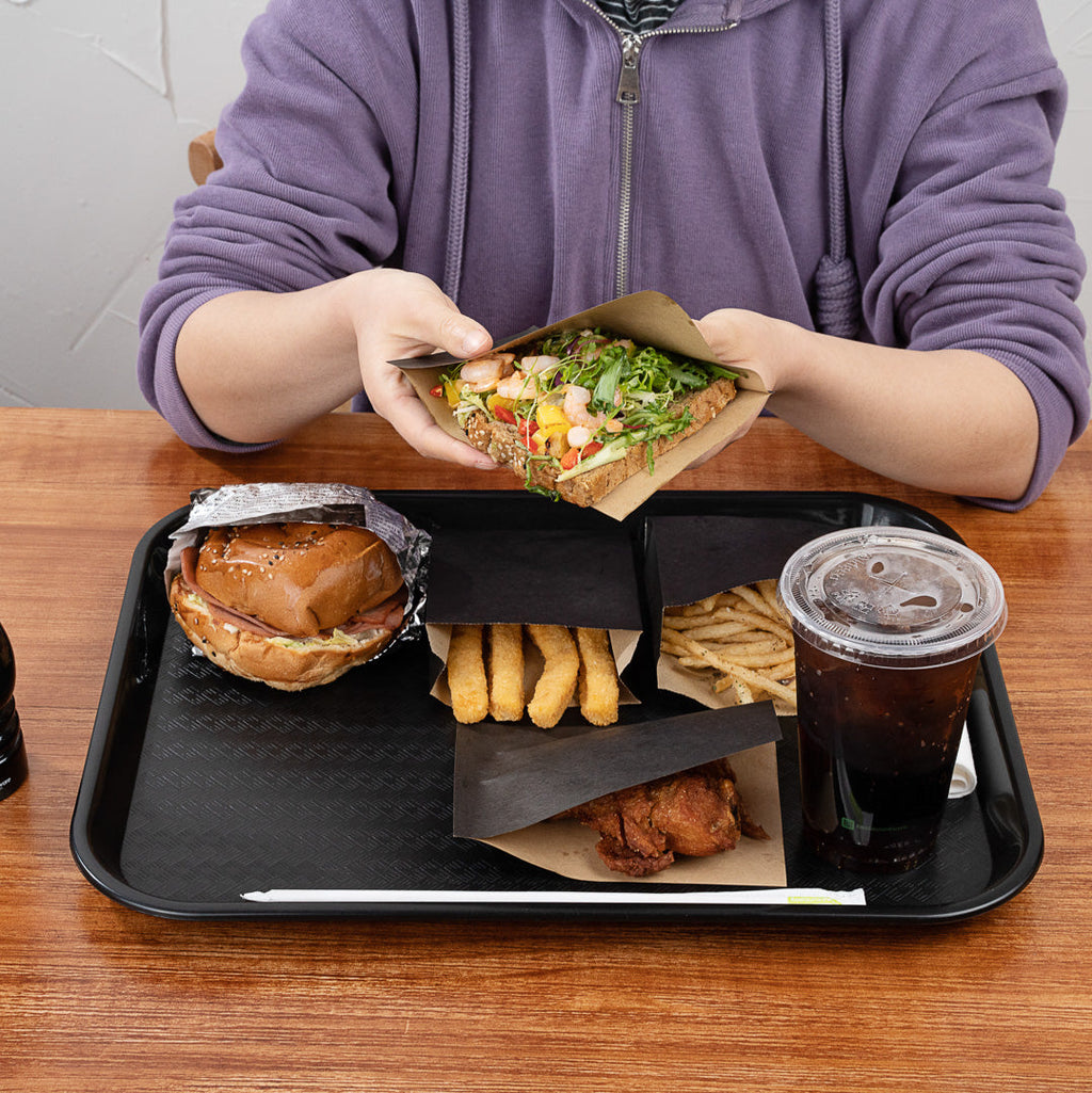 Chef 101 Rectangle Black Plastic Fast Food Tray - 14" x 18" - 50 count box