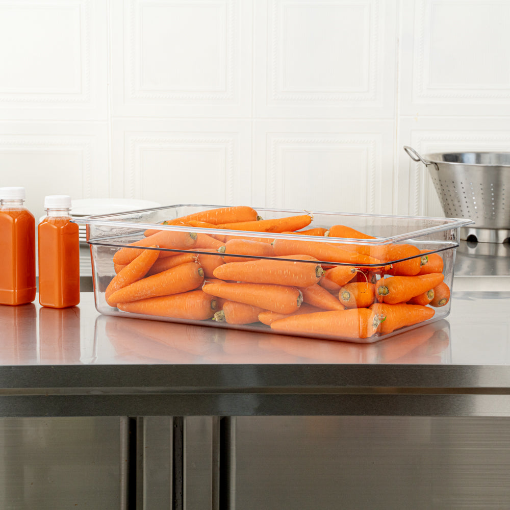 Met Lux Rectangle Clear Plastic Full Size Cold Food Storage Container - 6" Depth - 1 count box