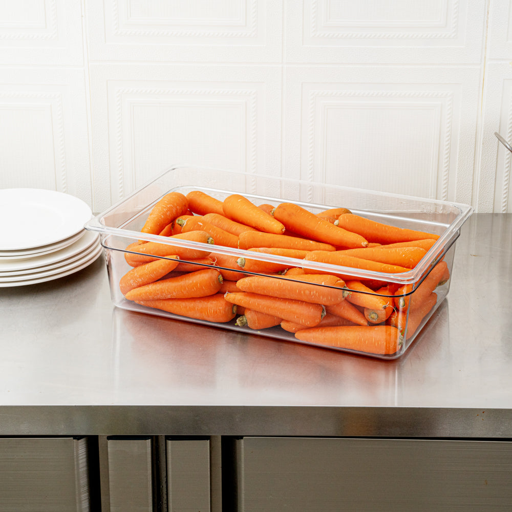 Met Lux Rectangle Clear Plastic Full Size Cold Food Storage Container - 6" Depth - 1 count box