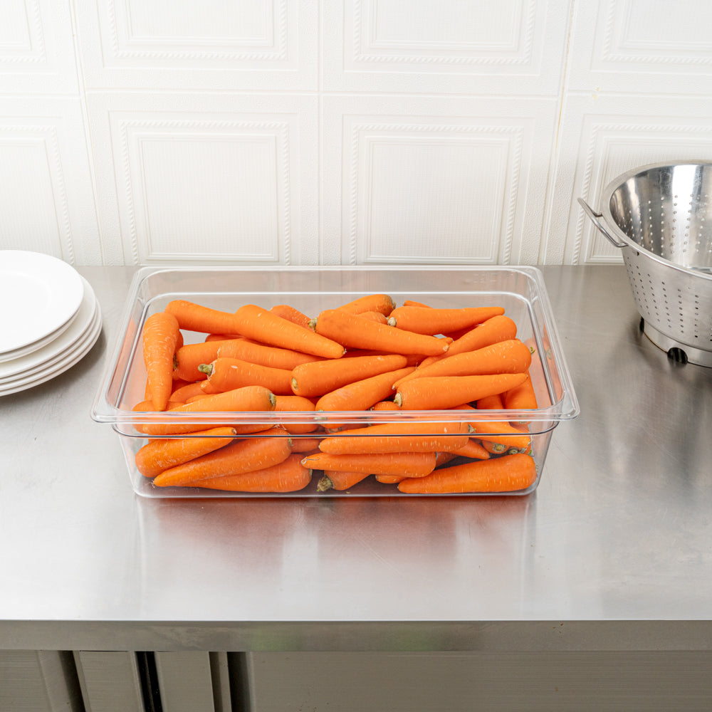 Met Lux Rectangle Clear Plastic Full Size Cold Food Storage Container - 6" Depth - 10 count box