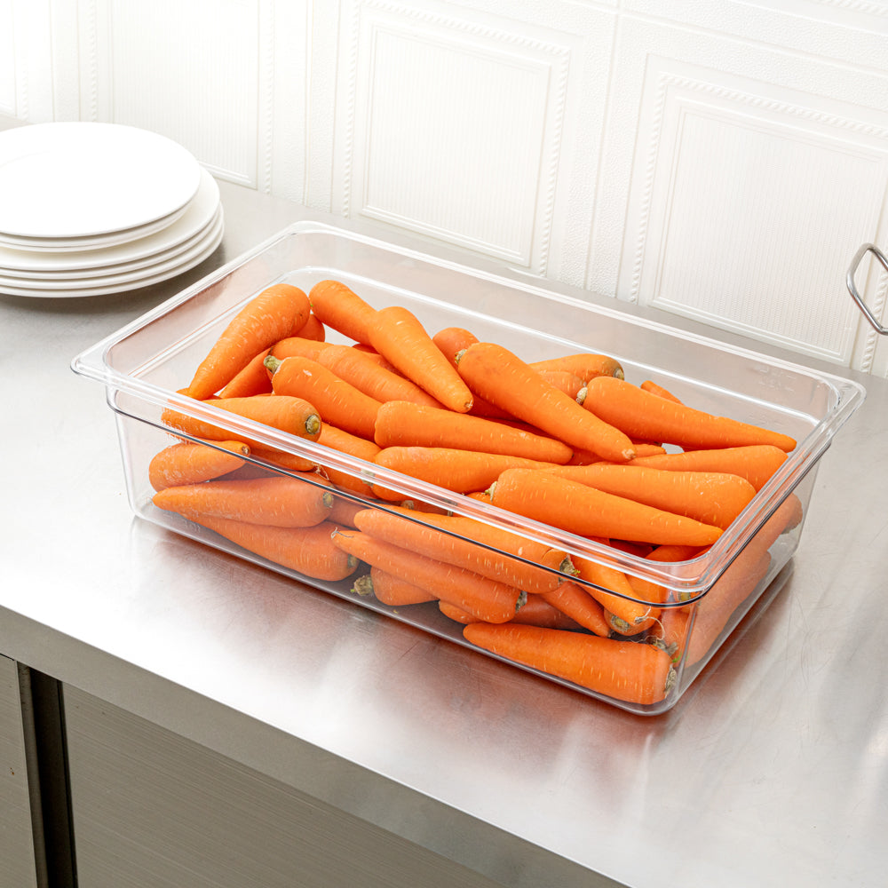 Met Lux Rectangle Clear Plastic Full Size Cold Food Storage Container - 6" Depth - 10 count box