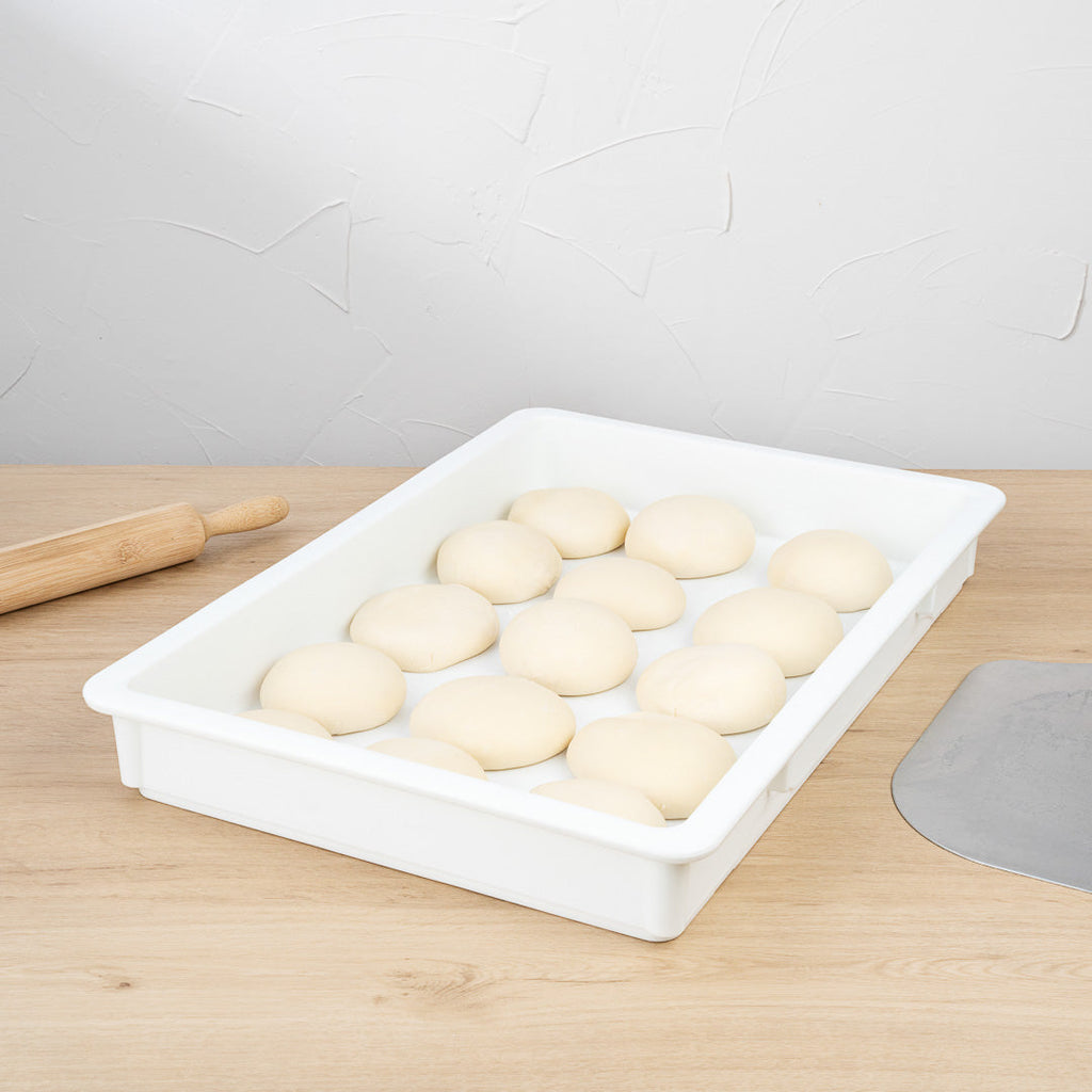 Pizzaly Rectangle White Plastic Pizza Dough Proofing Box - 26" x 18" x 3" - 1 count box