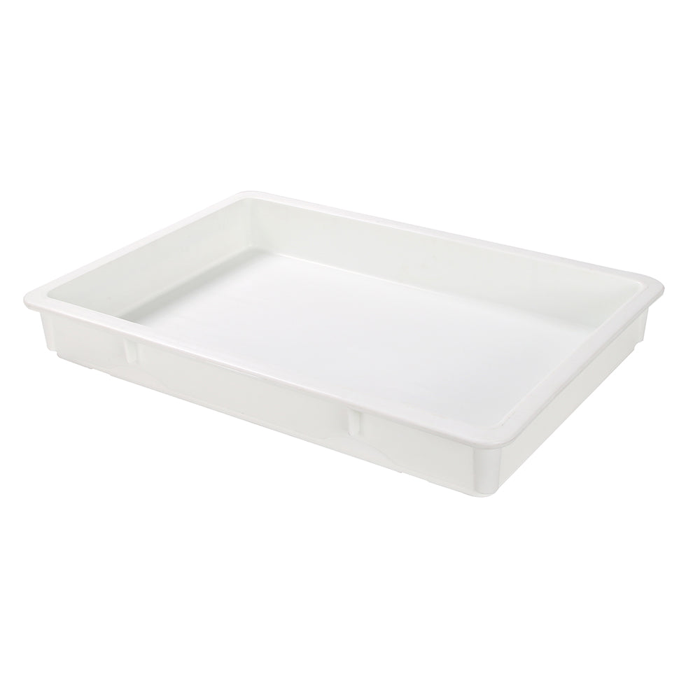 Pizzaly Rectangle White Plastic Pizza Dough Proofing Box - 26" x 18" x 3" - 10 count box