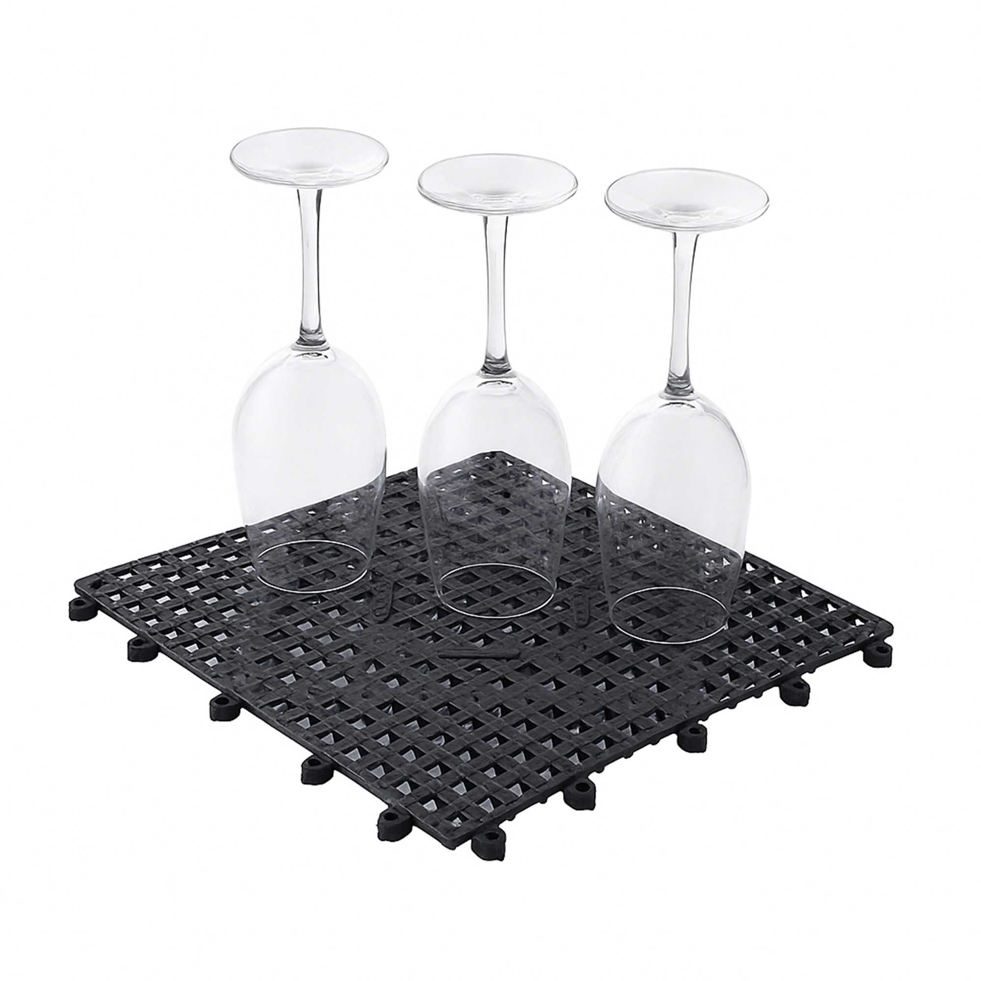 Bar Lux Square Black Bar Mat - Interlocking - 12" x 12" - 10 count box