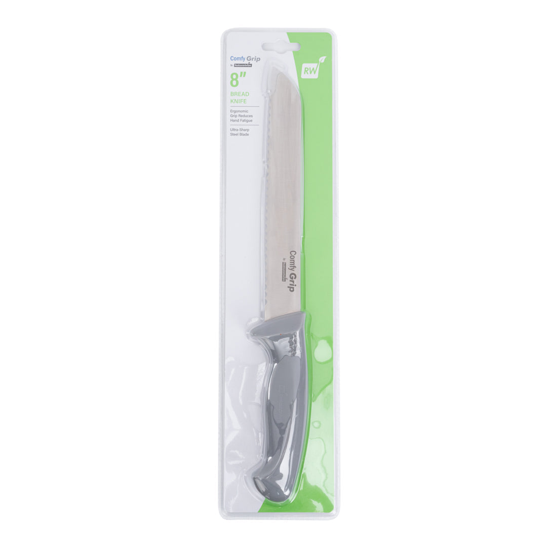 Comfy Grip Gray Stainless Steel 8" Bread Knife - 1 count box