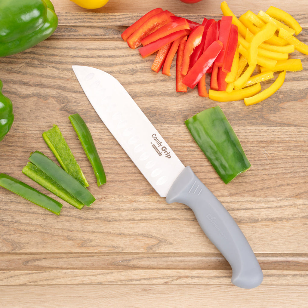 Comfy Grip Gray Stainless Steel 7" Santoku Knife - 1 count box