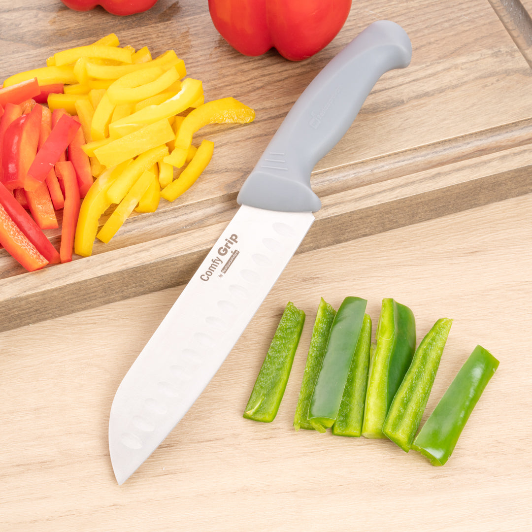 Comfy Grip Gray Stainless Steel 7" Santoku Knife - 1 count box