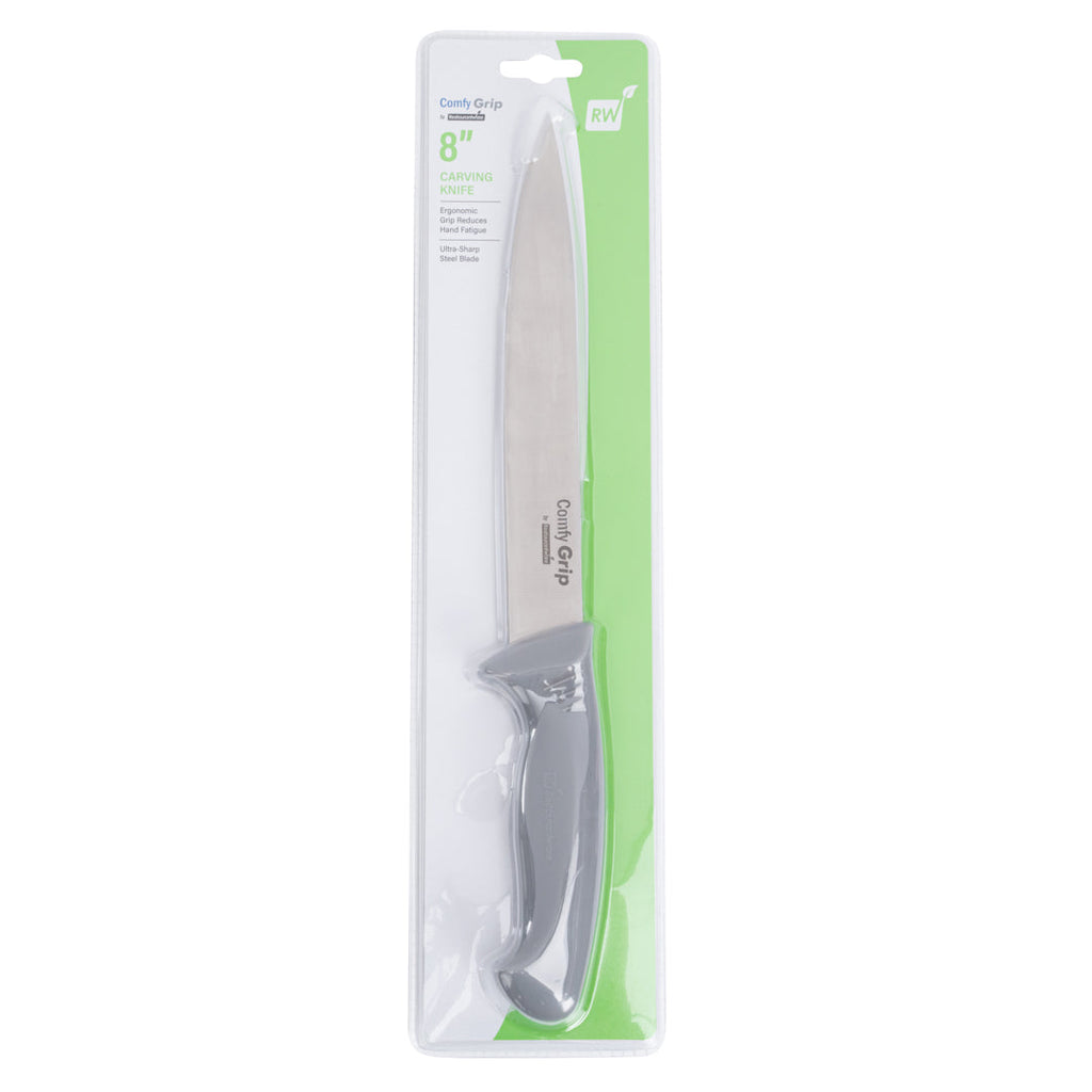 Comfy Grip Gray Stainless Steel 8" Carving Knife - 1 count box
