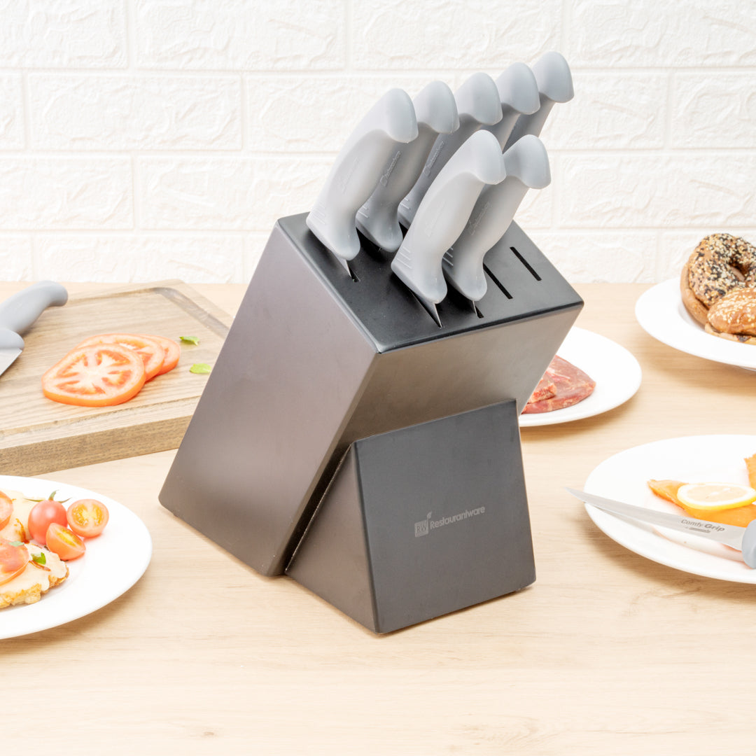 Comfy Grip Gray Stainless Steel 9-Piece Knife Set - with Holder - 1 count box