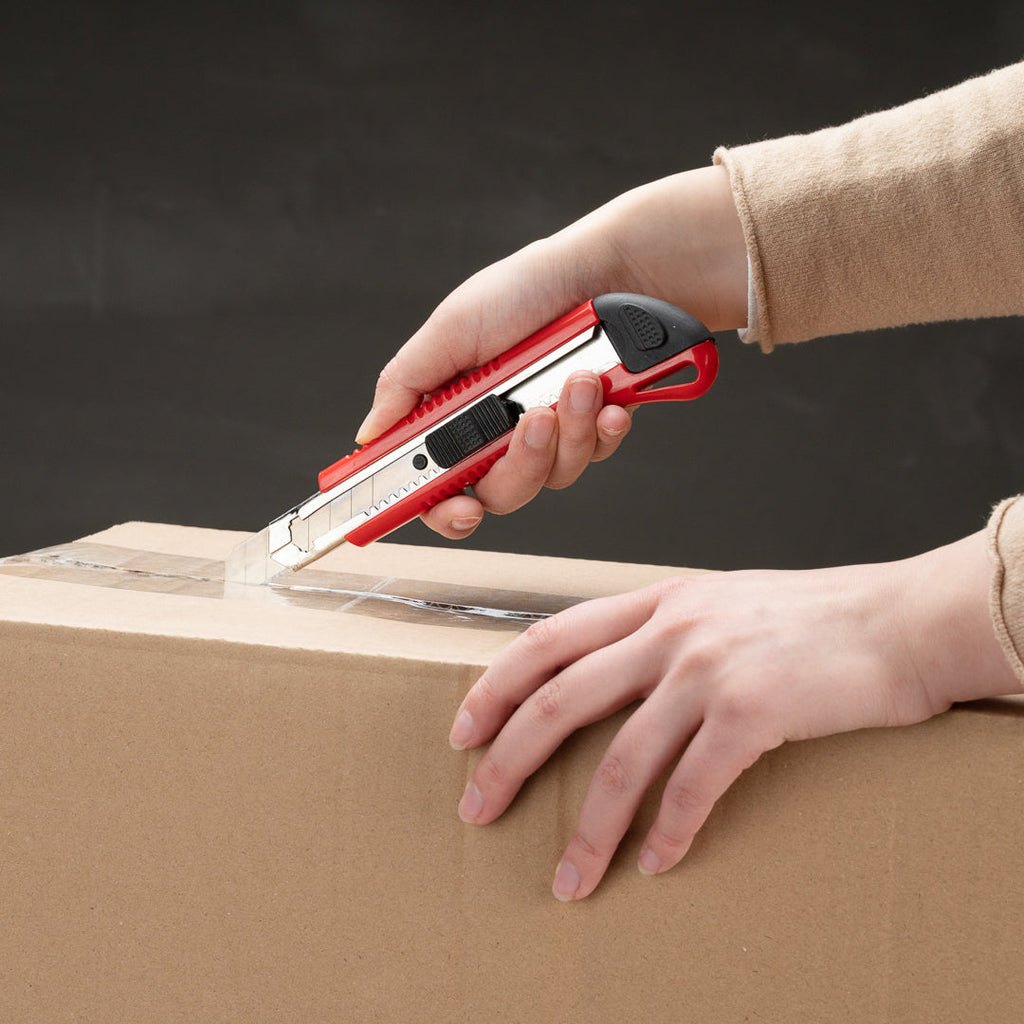 Handy Tek Red Snap Off Blade Knife - Anti-Slip Handle - 5 1/4" - 4 count box