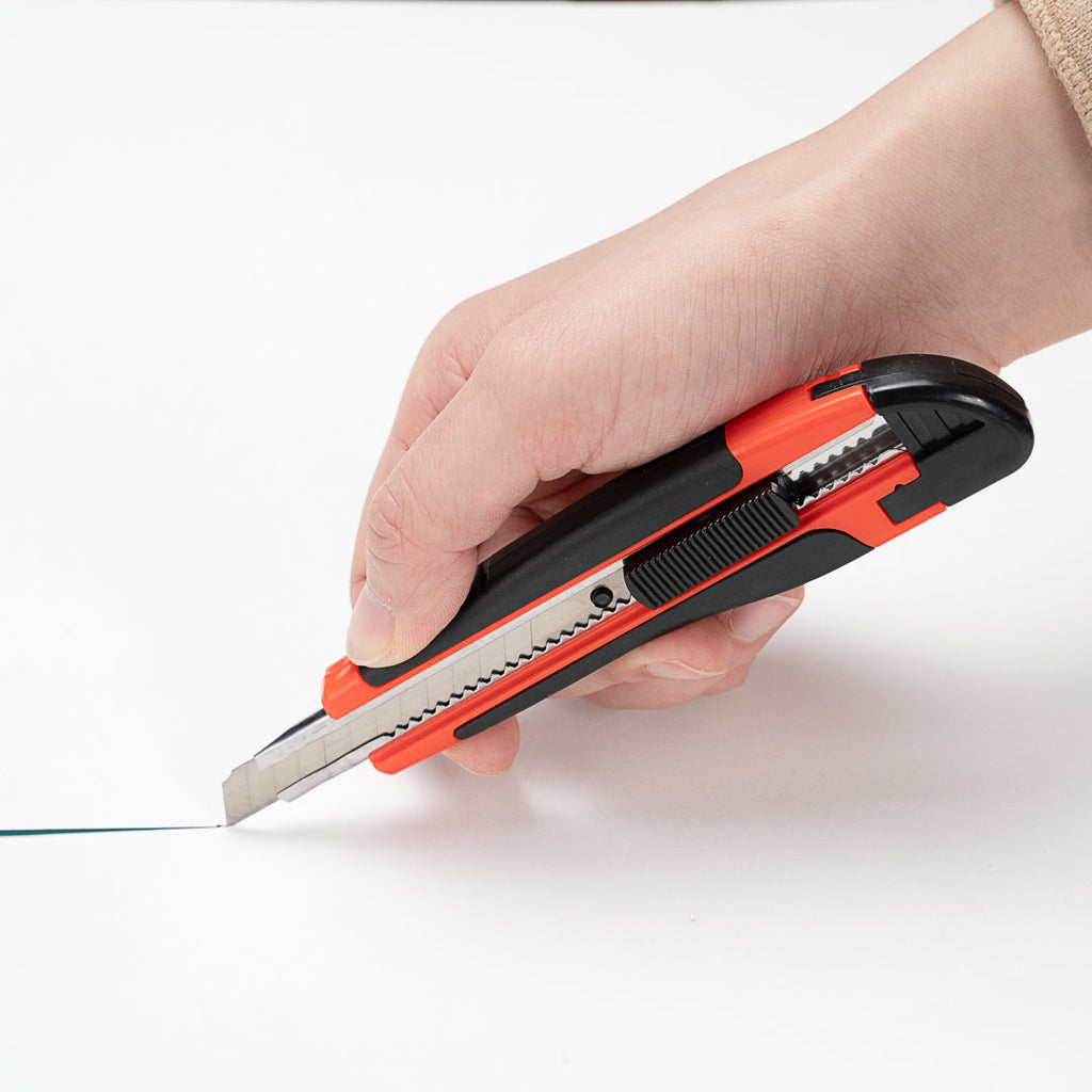 Handy Tek Orange Snap Off Blade Knife - Anti-Slip Handle - 5 1/4"" - 4 count box