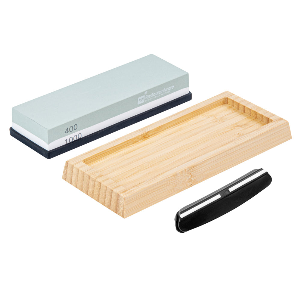 Sensei Whetstone Knife Sharpening Set - 400/1000, Non-Slip Base - 1 count box