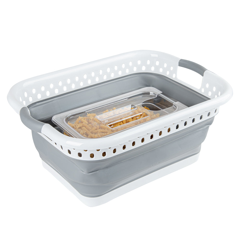 Chef 101 Gray Plastic Collapsible Storage Container - 21" x 15 1/2" x 8 3/4" - 1 count box