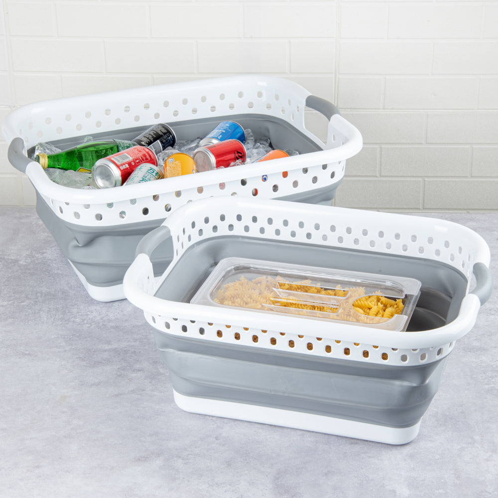 Chef 101 Gray Plastic Collapsible Storage Container - 21" x 15 1/2" x 8 3/4" - 1 count box