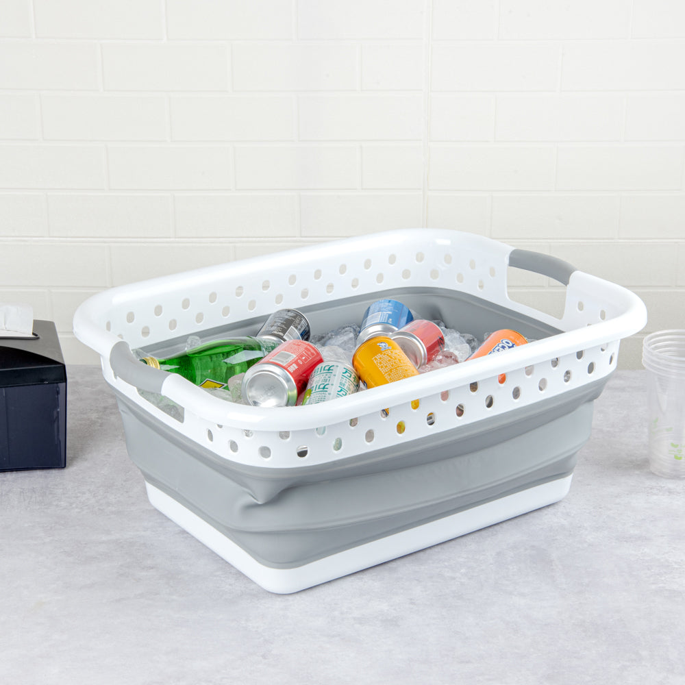 Chef 101 Gray Plastic Collapsible Storage Container - 24" x 17 1/4" x 9 3/4" - 1 count box