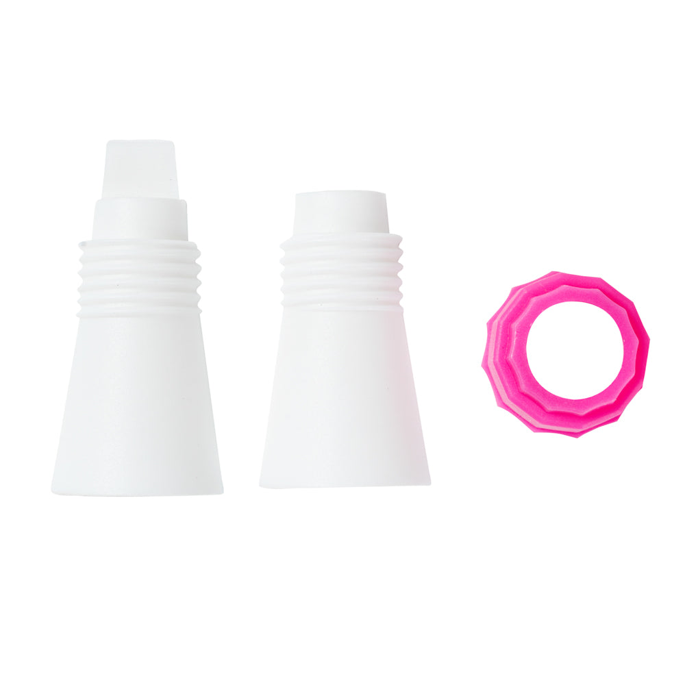 Pastry Tek Pink and White Plastic Piping Tip Coupler - Dual Color - 1 count box