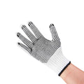 Chef 101 White Poly-Cotton Large Work Gloves - with Black PVC Dots - 10" x 6" - Pair - 6 count box