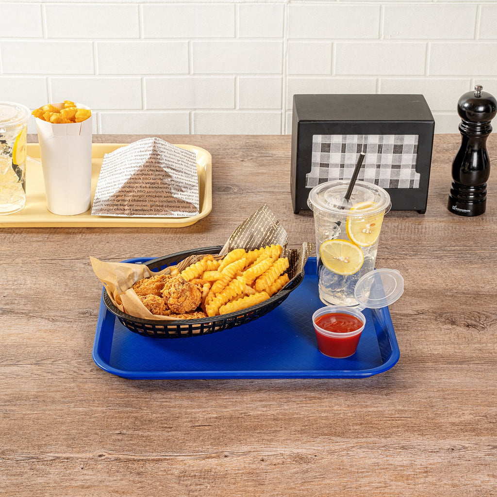 Chef 101 Rectangle Blue Plastic Fast Food Tray - 10" x 14" - 50 count box