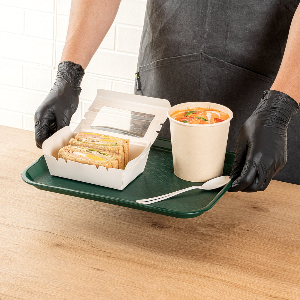 Chef 101 Rectangle Forest Green Plastic Fast Food Tray - 10" x 14" - 50 count box