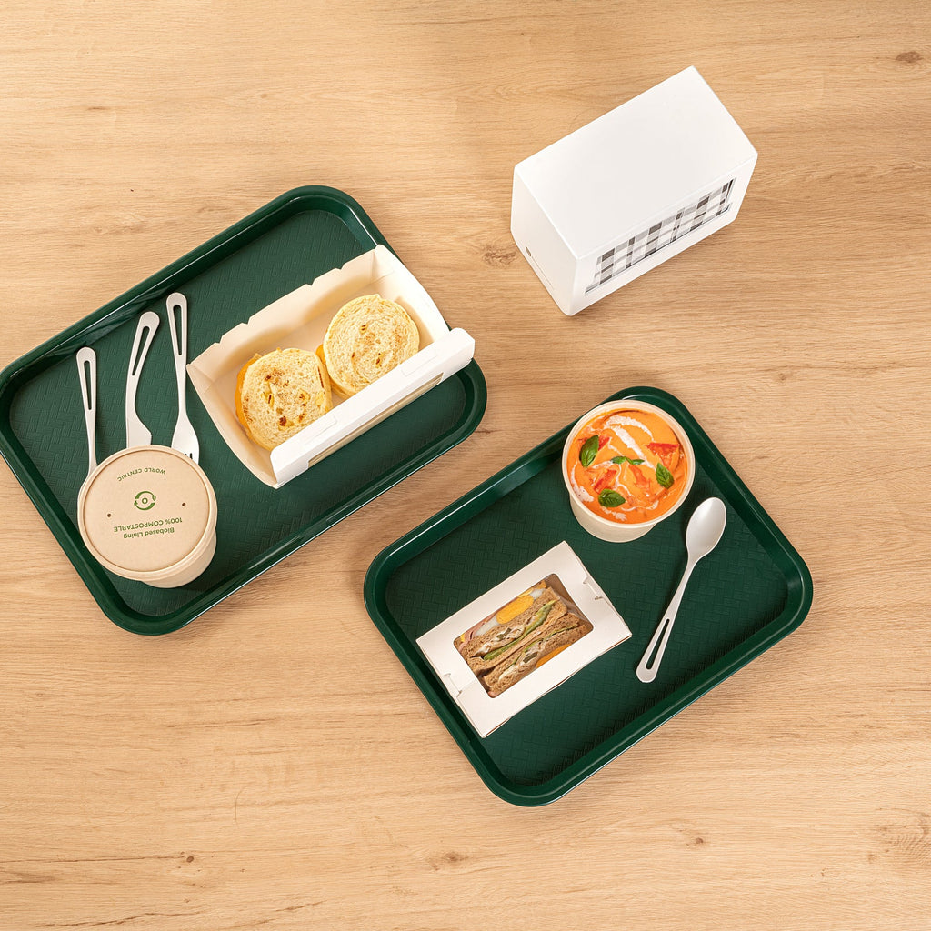 Chef 101 Rectangle Forest Green Plastic Fast Food Tray - 10" x 14" - 50 count box