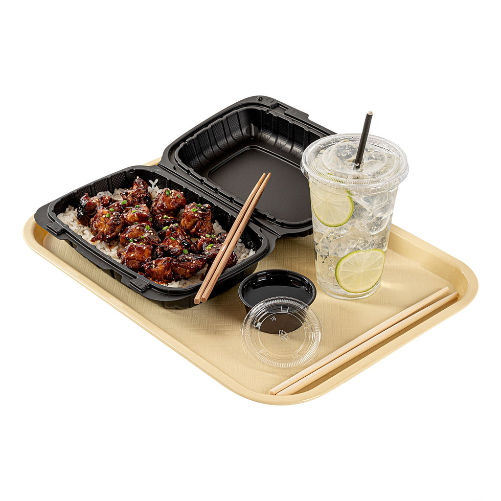 Chef 101 Rectangle Beige Plastic Fast Food Tray - 12" x 16" - 50 count box