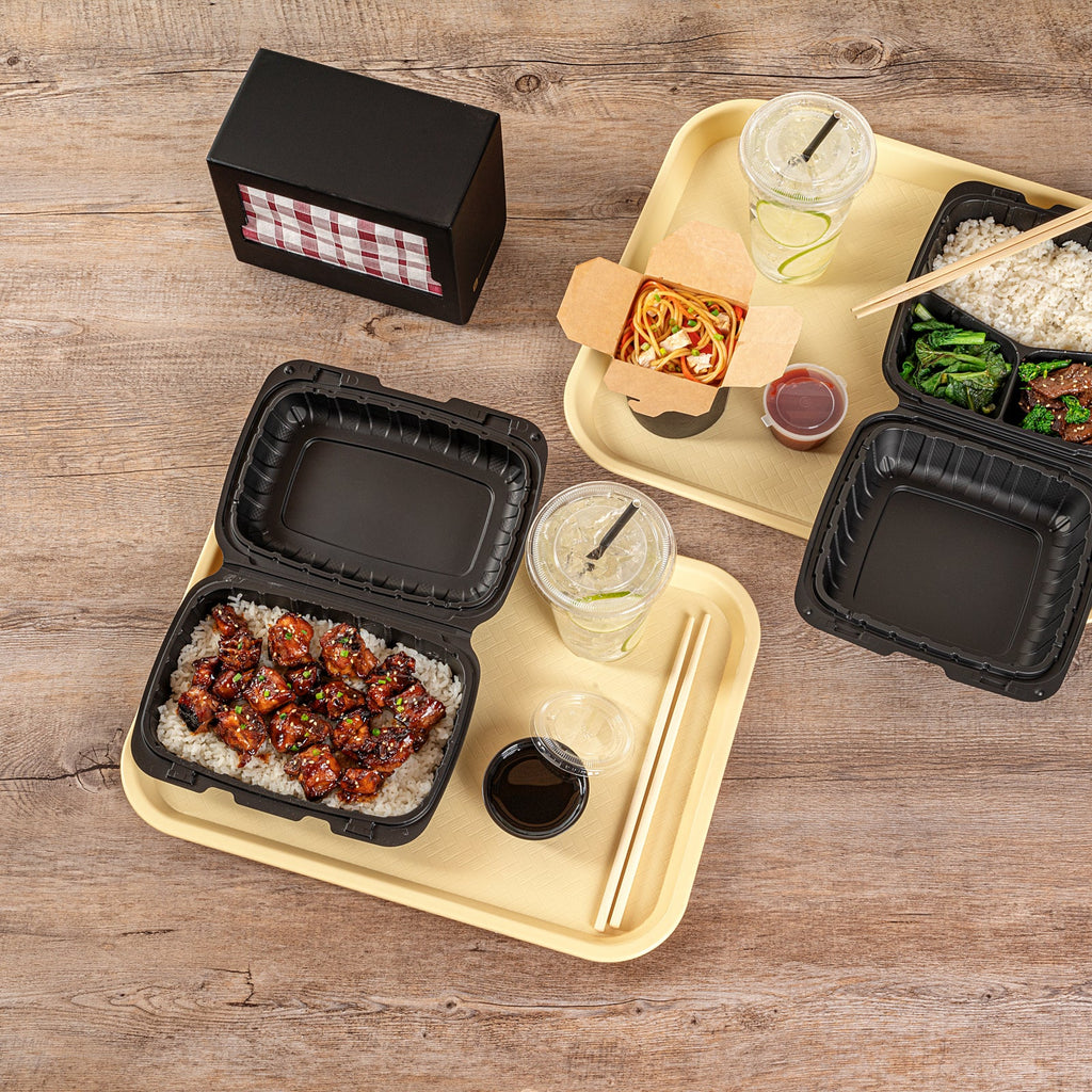 Chef 101 Rectangle Beige Plastic Fast Food Tray - 12" x 16" - 50 count box