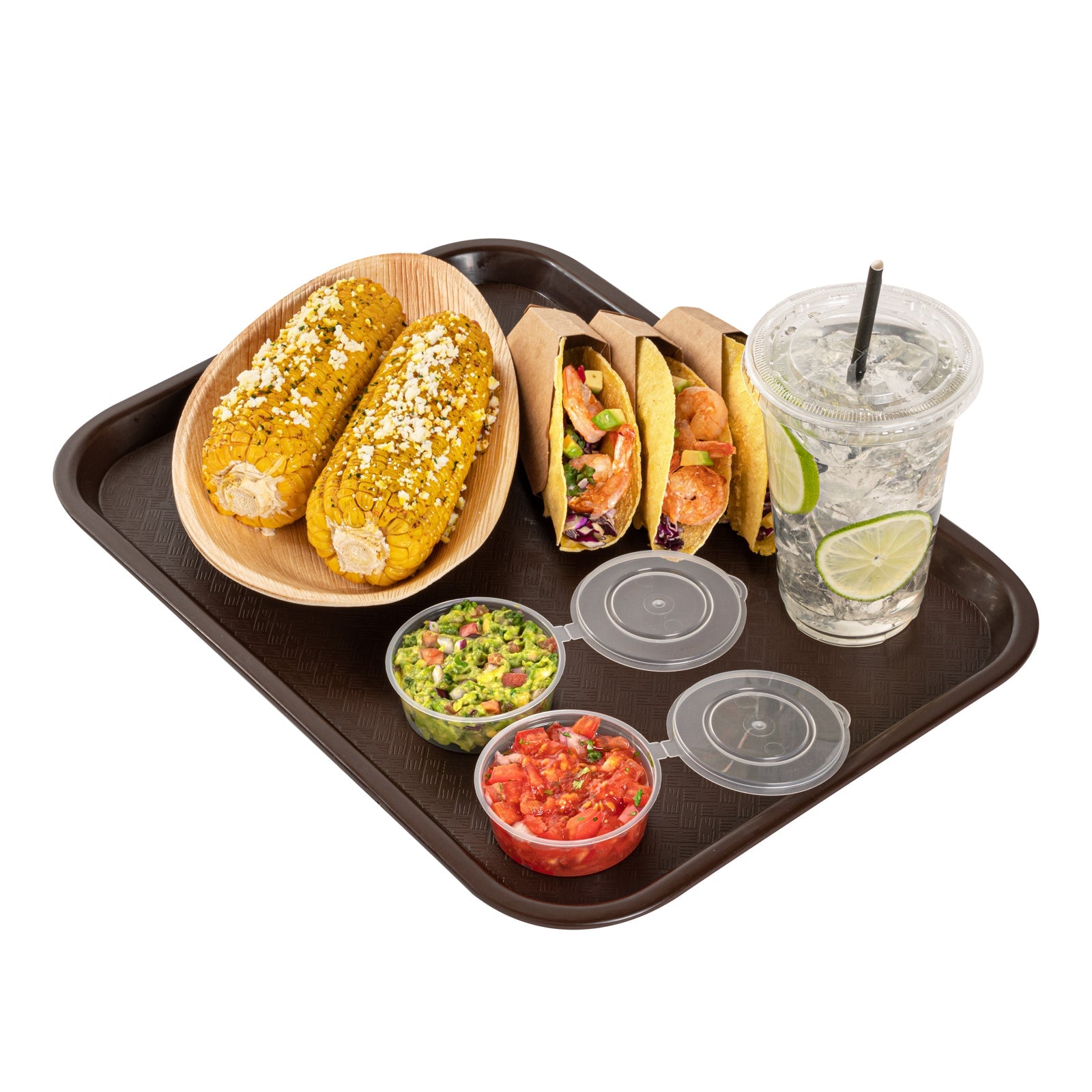 Chef 101 Rectangle Brown Plastic Fast Food Tray - 12" x 16" - 50 count box