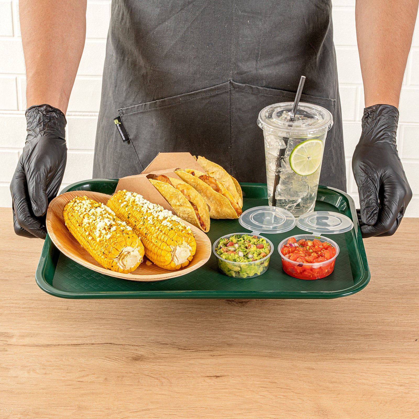 Chef 101 Rectangle Forest Green Plastic Fast Food Tray - 12" x 16" - 50 count box