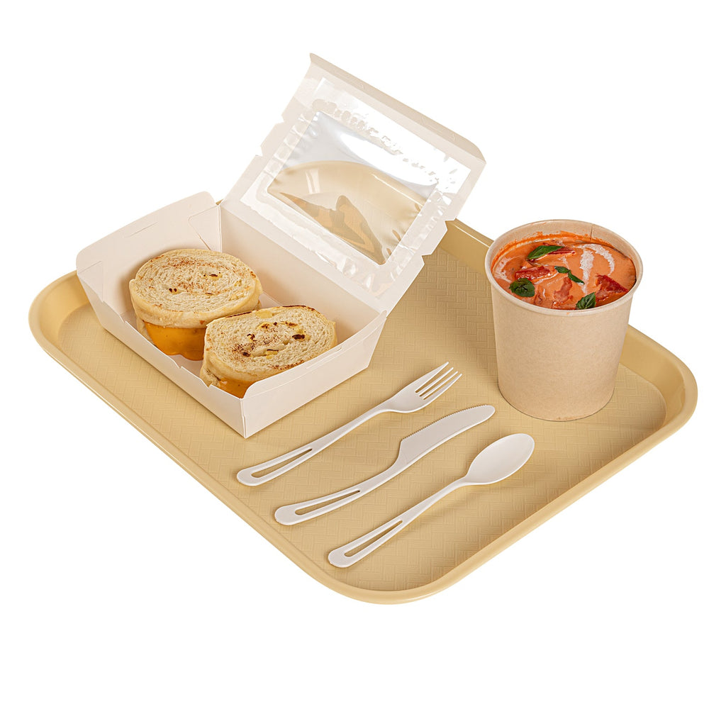 Chef 101 Rectangle Beige Plastic Fast Food Tray - 14" x 18" - 50 count box