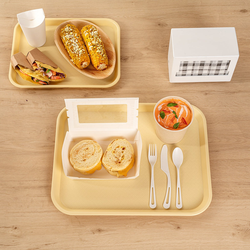 Chef 101 Rectangle Beige Plastic Fast Food Tray - 14" x 18" - 50 count box